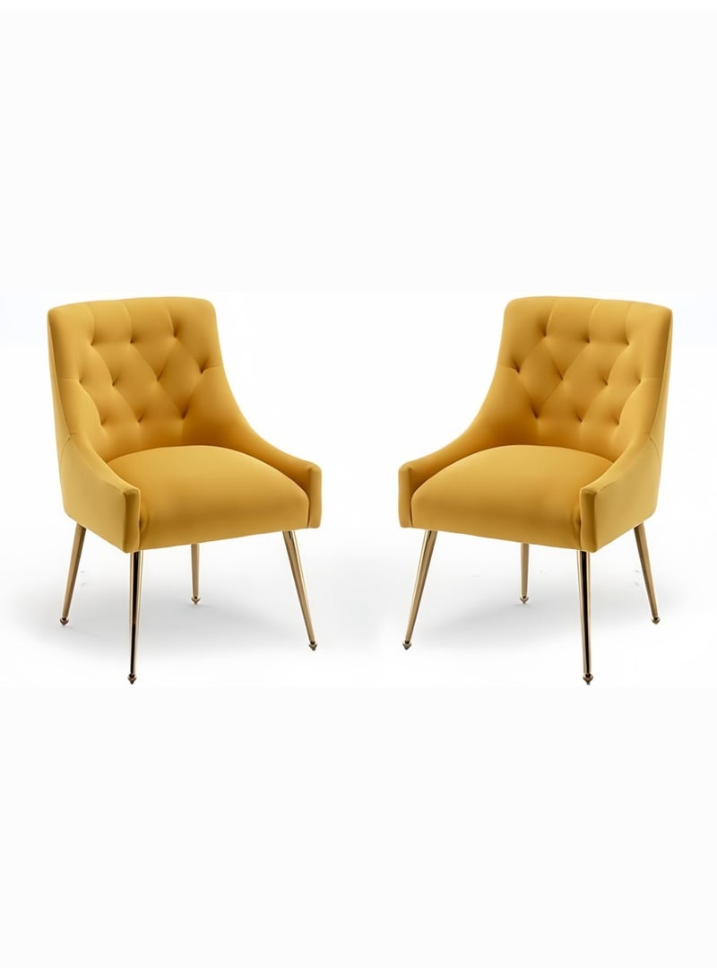 SEYNAR Dining Chair Set of 2,Modern Velvet Dining Chairs with Gold Legs,Elegant Tufted Accent Chairs for Reception, Living Room or Study Room - Image 1